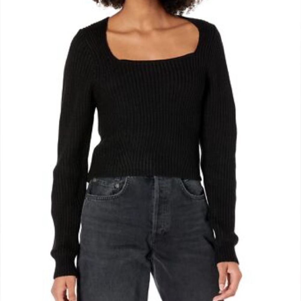 Steve Madden Black Knit Square Neck Sweater